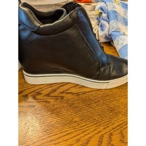 Sugar Black Wedge Sneakers Size 9 Zip‎ Up High Top Fashion Casual Shoes